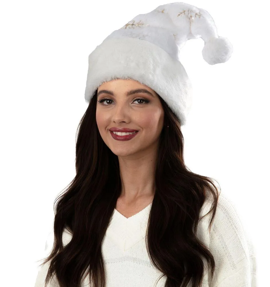 BONNET DE NOEL BLANC LUXE ADULTE