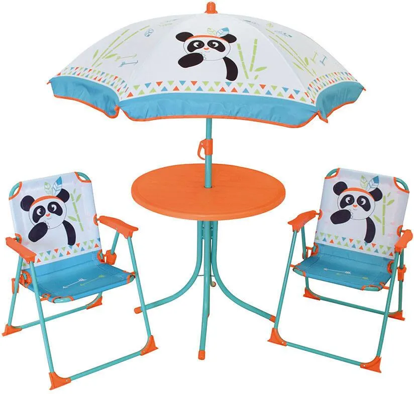 INDIAN PANDA  SALON DE JARDIN   AVEC UNE TABLE - DEUX CHAISES -UN PARASOL