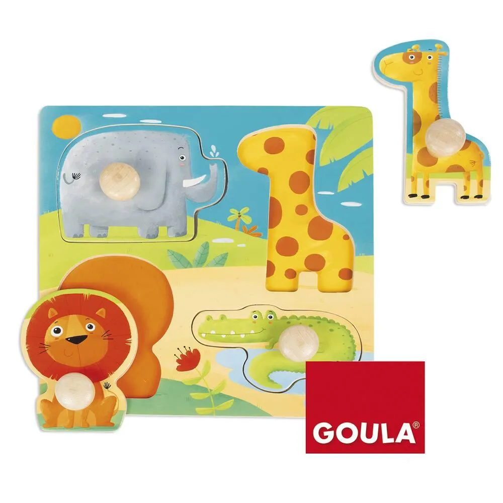 PUZZLE BOIS ENCASTREMENT 4 PIECES ANIMAUX SAUVAGES