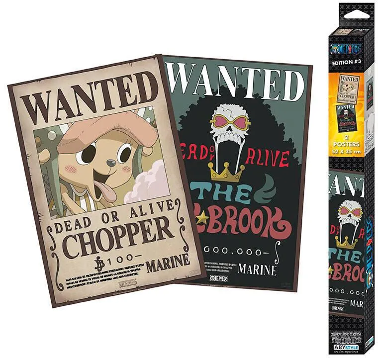 ONE PIECE - SET 2 POSTERS CHIBI 52X35 - WANTED BROOK ET CHOPPER