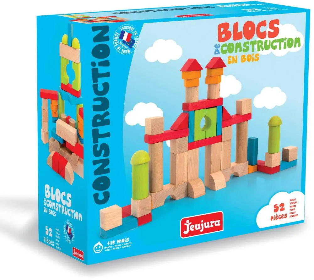 CONSTRUIRE BLOCS DE CONSTRUCTION 52 PIECES EN BOIS