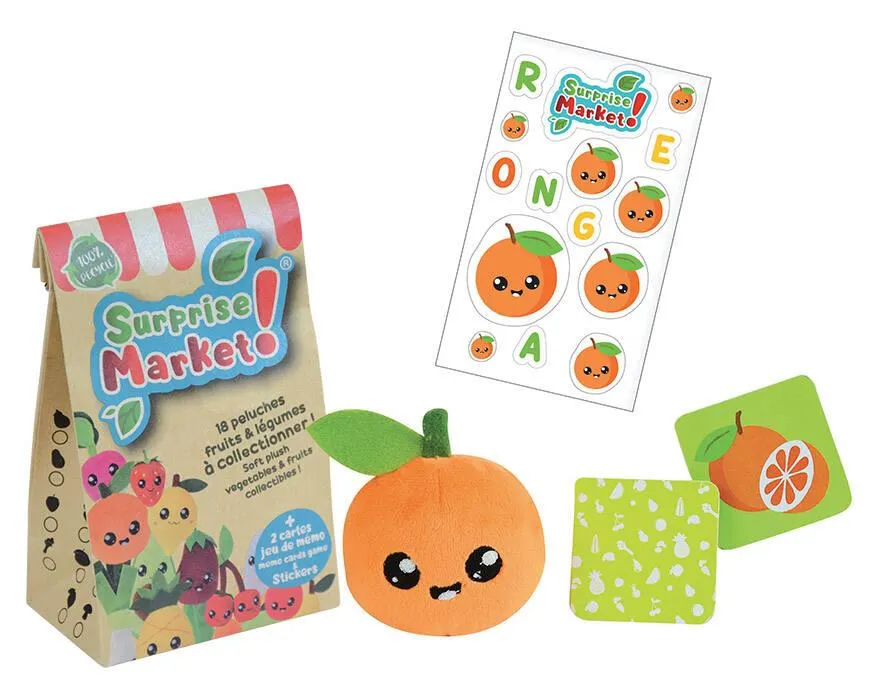 SURPRISE MARKET PELUCHES FRUITS OU LEGUMES : 10CM
