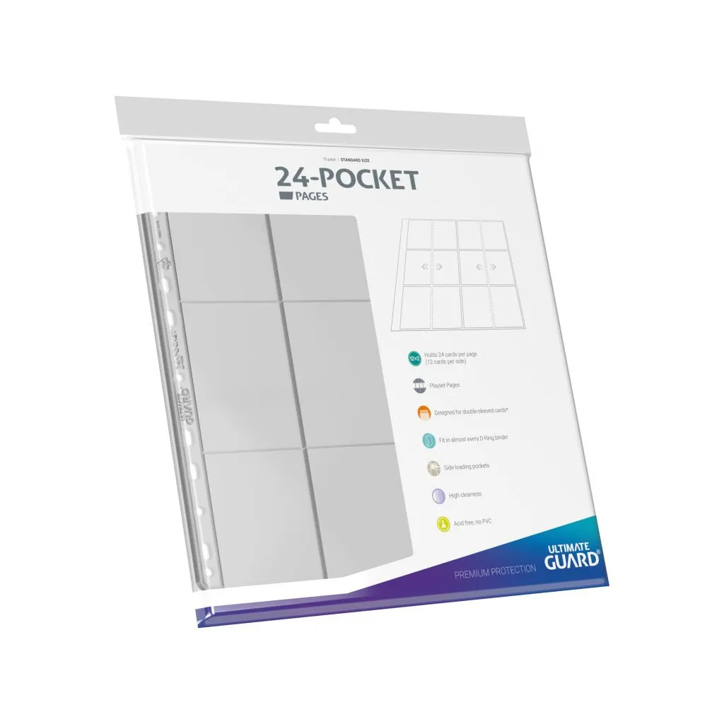 10 Feuilles pour Classeur - 24 pochettes - Transparent