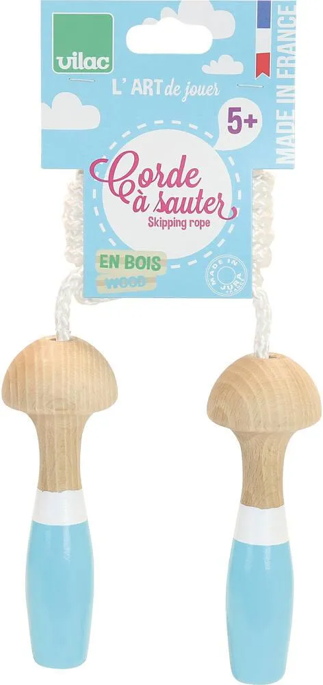 CORDES À SAUTER BI-BLEUE EN BOIS