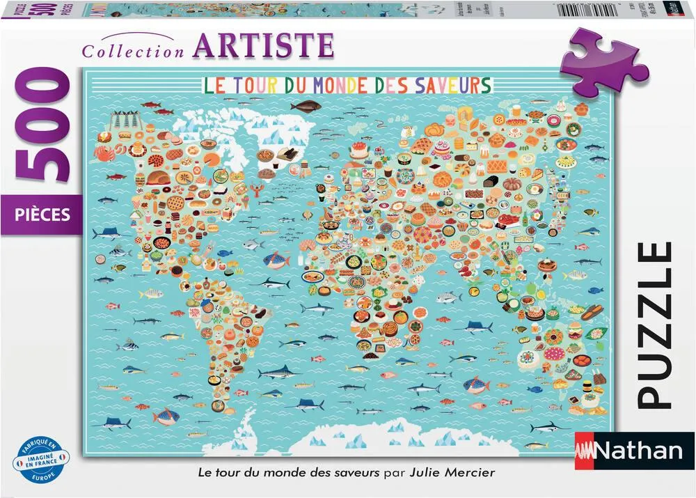 PUZZLE 500 PIECES - LE TOUR DU MONDE DES SAVEURS - JULIE MERCIER