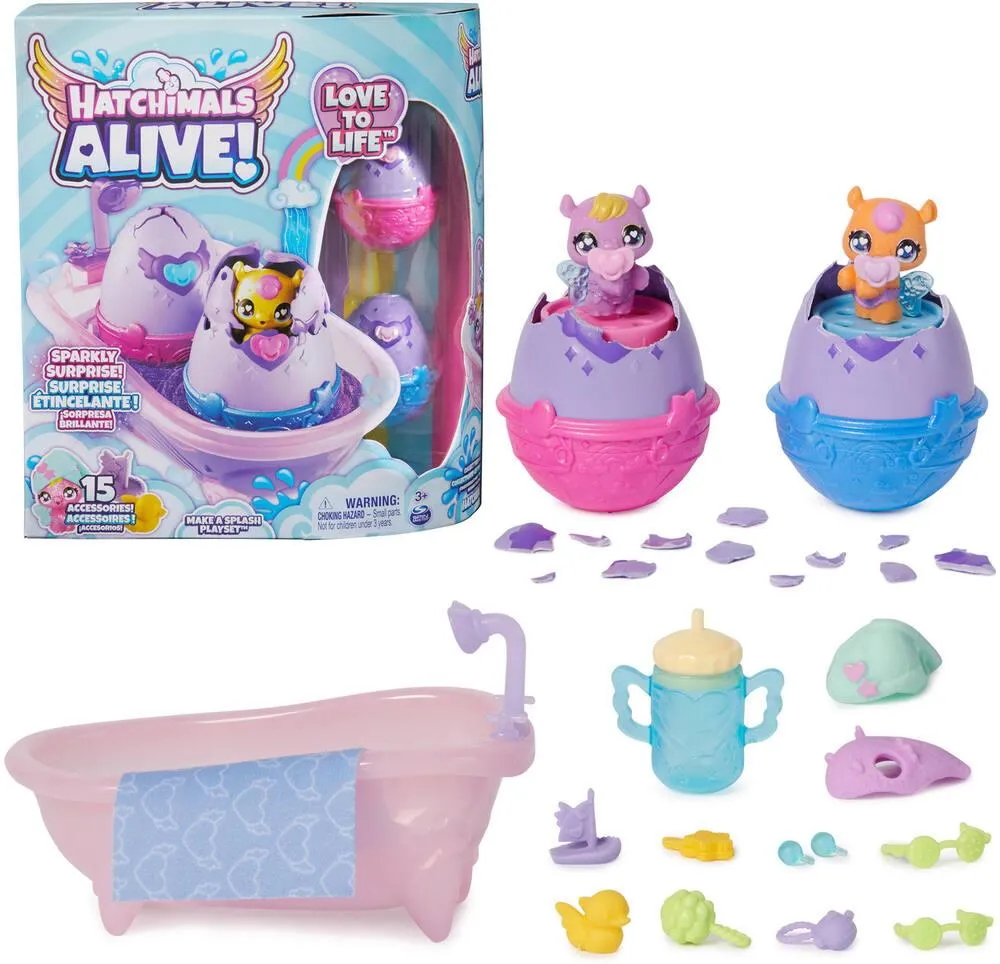 HATCHIMALS - PACK DE 2 HATCHIMALS ET DOUCHE COLOR CHANGE