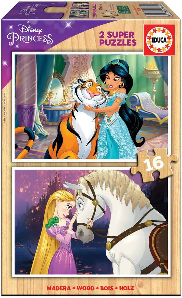 2 PUZZLES DE 16 PIECES - BOIS - DISNEY PRINCESS