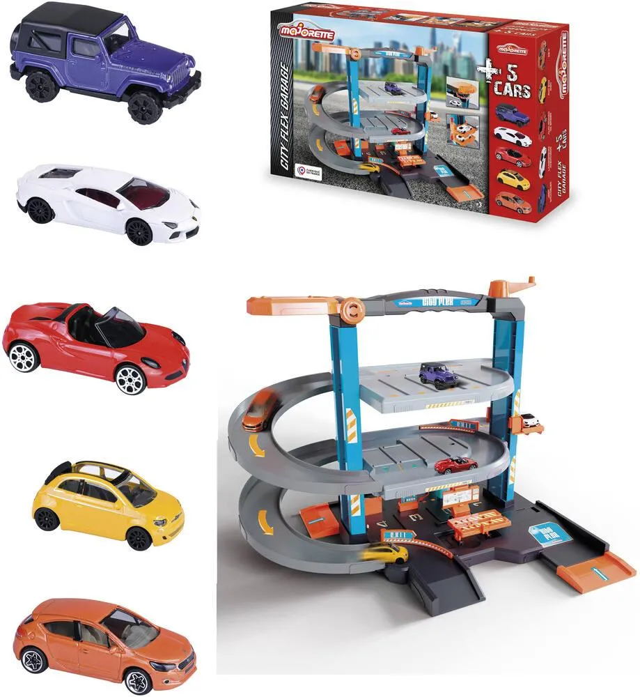 MAJORETTE GARAGE CITY FLEX + 5 VEHICULES