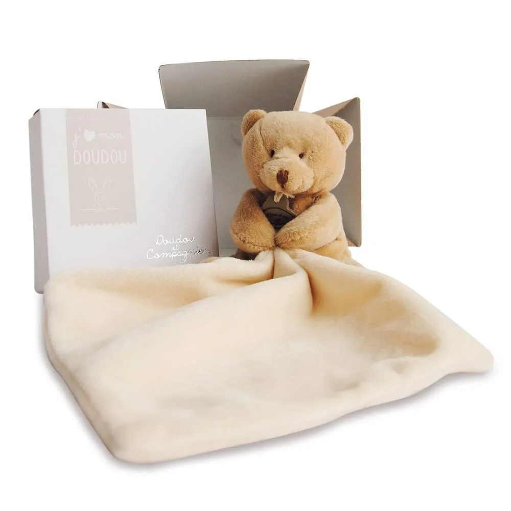 PELUCHE OURS BOITE FLEUR NATURE
