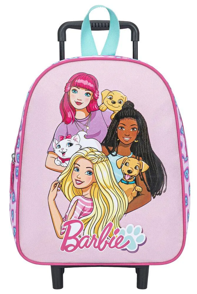BARBIE -SAC A DOS ROULETTE 32CM  ROSE