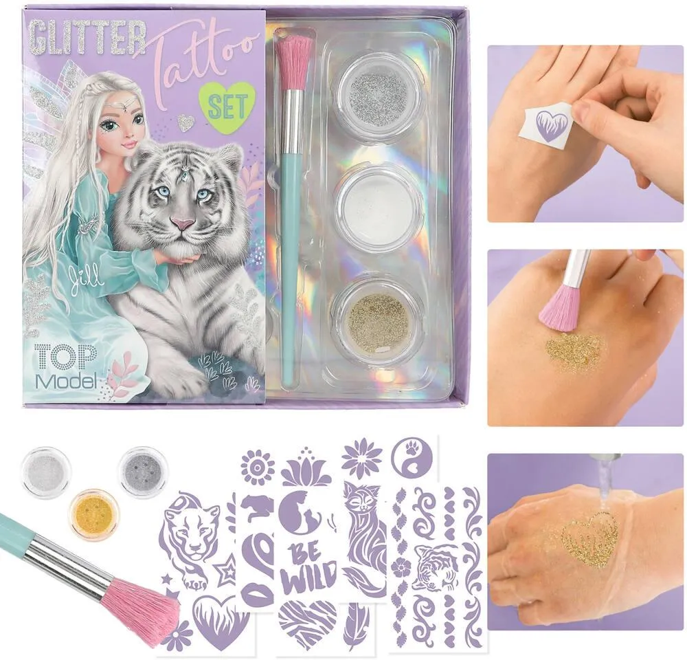 TOPMODEL KIT DE TATOUAGE PAILLETTES FANTASY TIGER