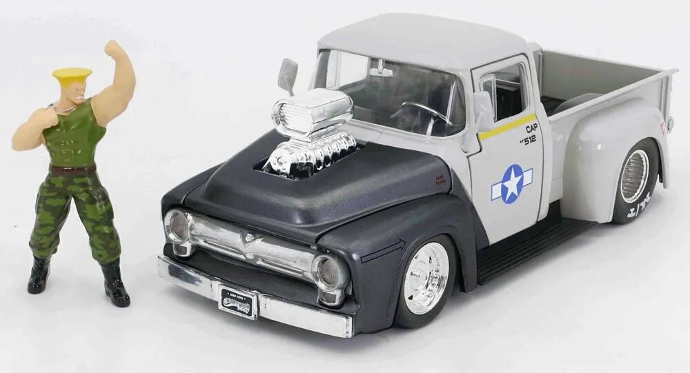 1/24 VOITURE FORD F100 PICK-UP W -GUILE FIGURE GREY HOLLYWOOD RIDES 1956