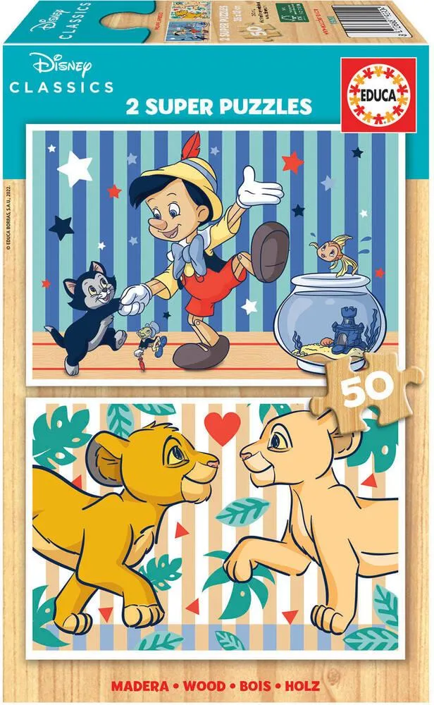 2 PUZZLES DE 50 PIECES - BOIS - DISNEY CLASSICS