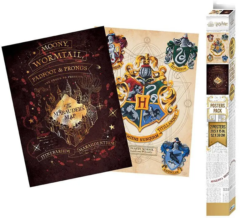 HARRY POTTER - SET 2 POSTERS CHIBI 52X38 - BLASON ET MARAUDEURS