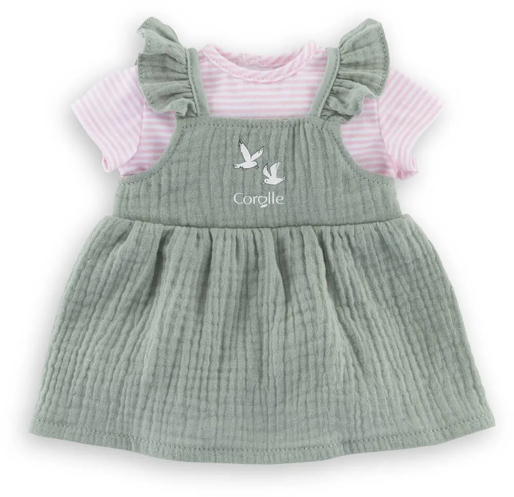 BB36 - ROBE A VOLANTS ET T-SHIRT BORDS DE LOIRE POUR POUPON 36 CM - COROLLE VETEMENTS