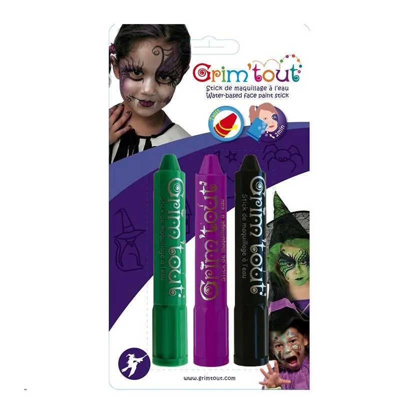 GRIM'TOUT - 3 STICKS DE MAQUILLAGE SORCIERE