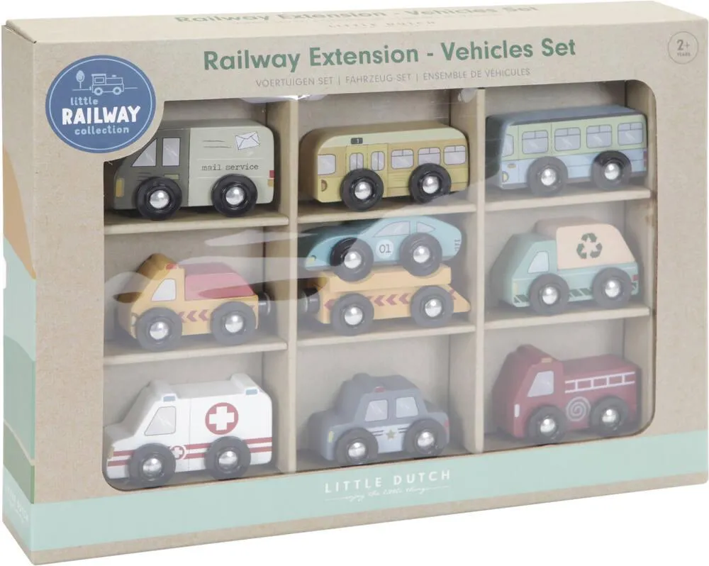 LITTLE DUTCH - CIRCUIT TRAIN EN BOIS - 9 VEHICULES