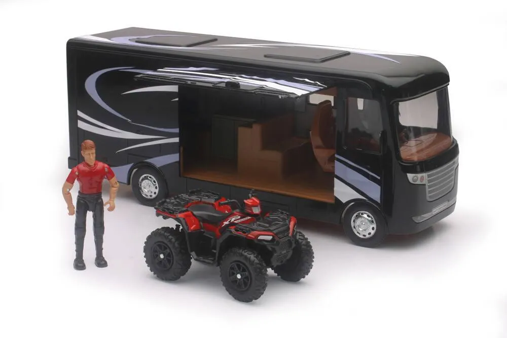 COFFRET CAMPING AVEC MINI POLARIS SPORTSMAN+CAMPING-CAR+PERSONNE