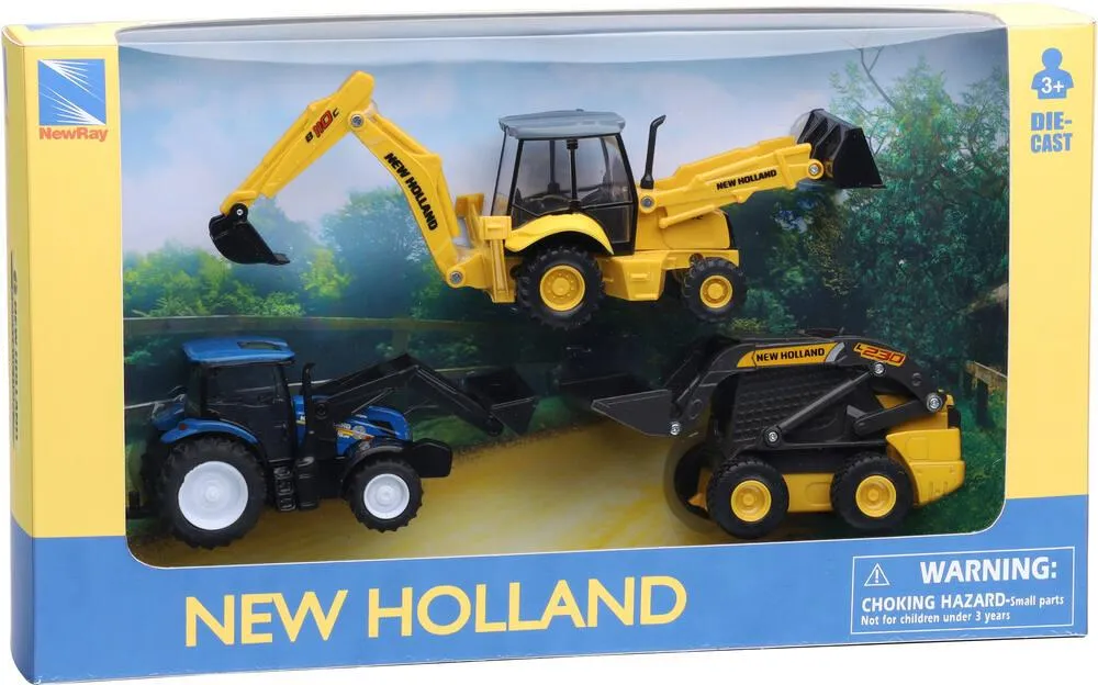 COFFRET 3 ENGINS NEW HOLLAND DIE CAST WINDOW BOX