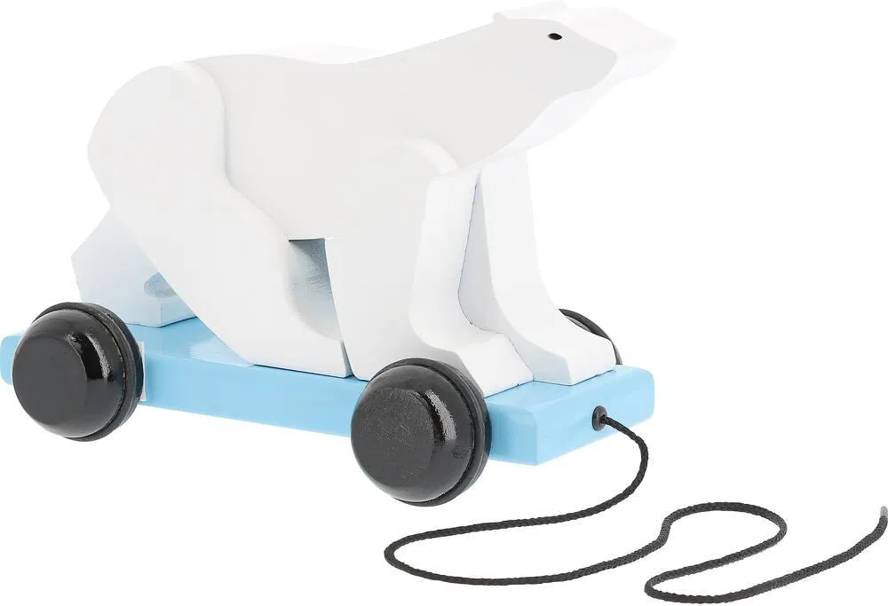 OURS BLANC À TIRER POMPON EN BOIS