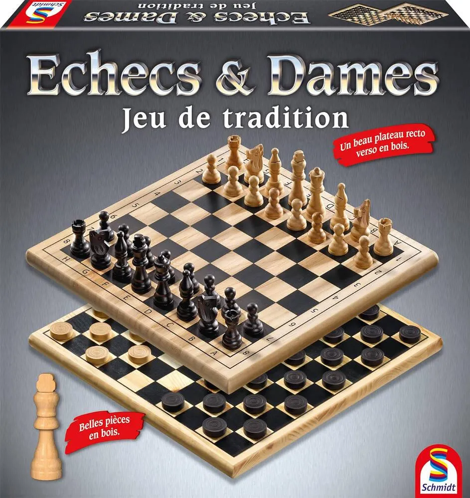 ECHECS ET DAMES - COFFRET GRIS