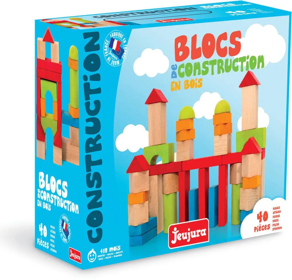 CONSTRUIRE BLOCS DE CONSTRUCTION 40 PIECES EN BOIS