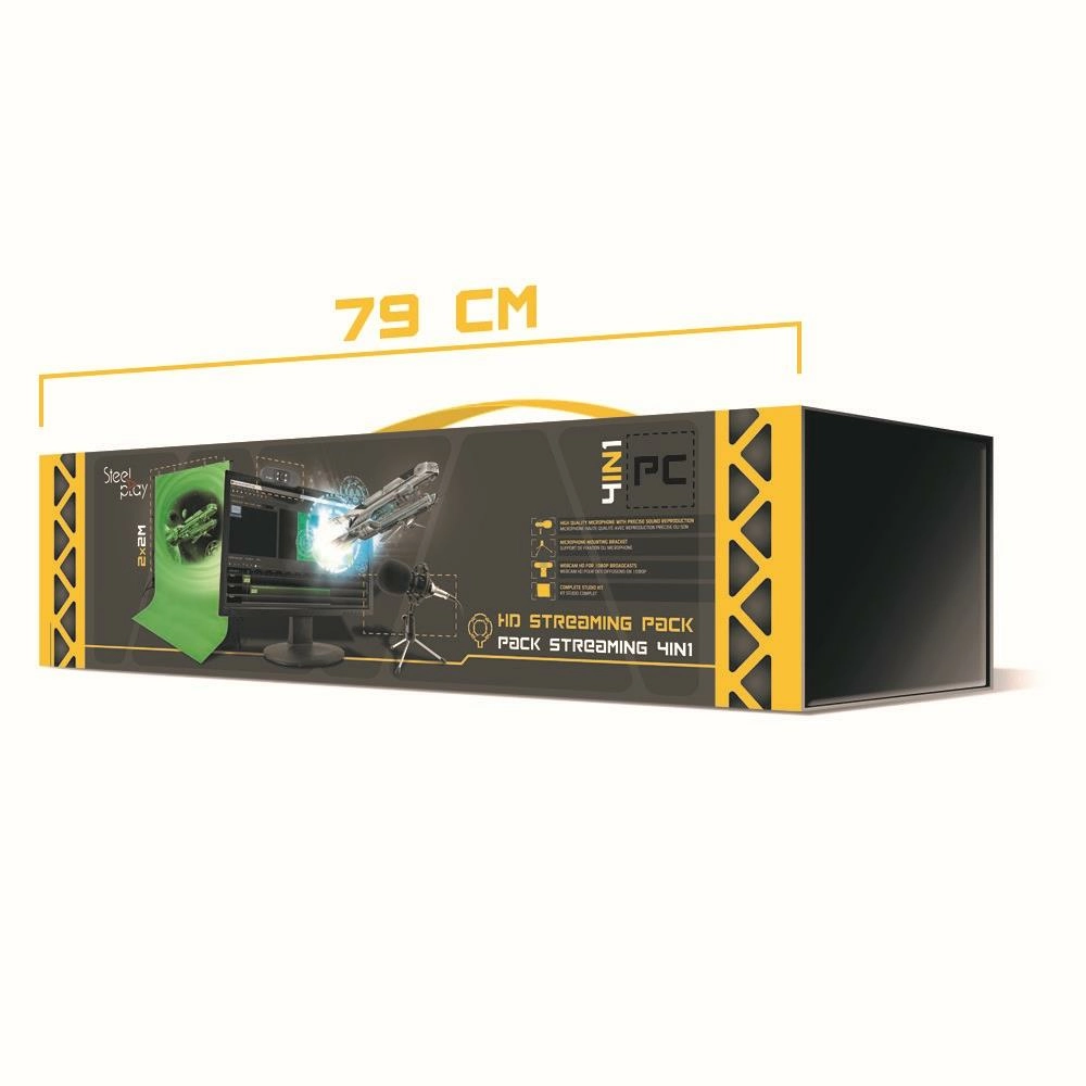 Steelplay pro hd 4-in-1 streaming pack (webcam + microphone + green screen)