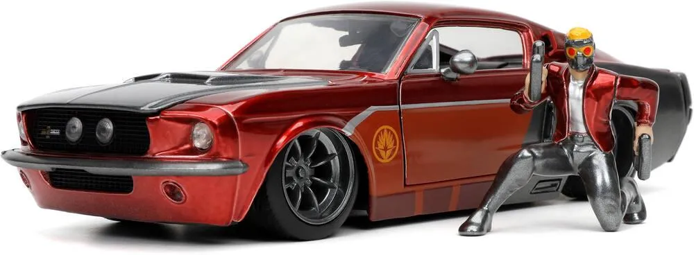1/24 MARVEL - VOITURE FORD MUSTANG SHELBY GT500 W - STAR LORD FIGURE RED 1967