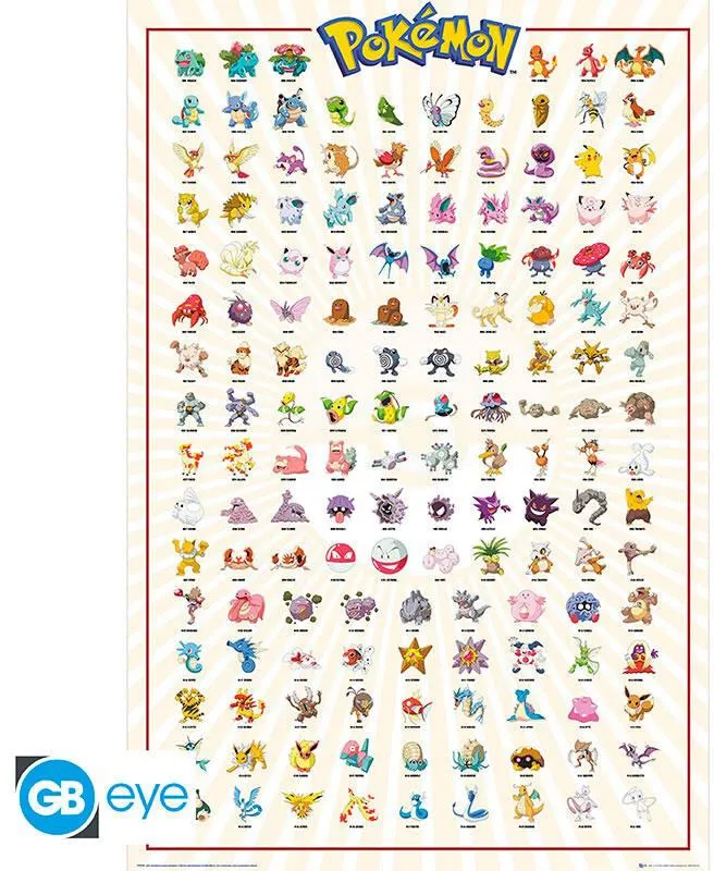 POKEMON - POSTER MAXI 91,5X61 - KANTO 151 FRANAIS