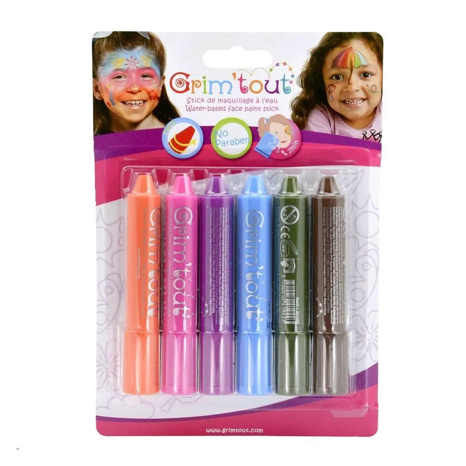 GRIM'TOUT - 6 STICKS DE MAQUILLAGE - COULEURS ARC-EN-CIEL