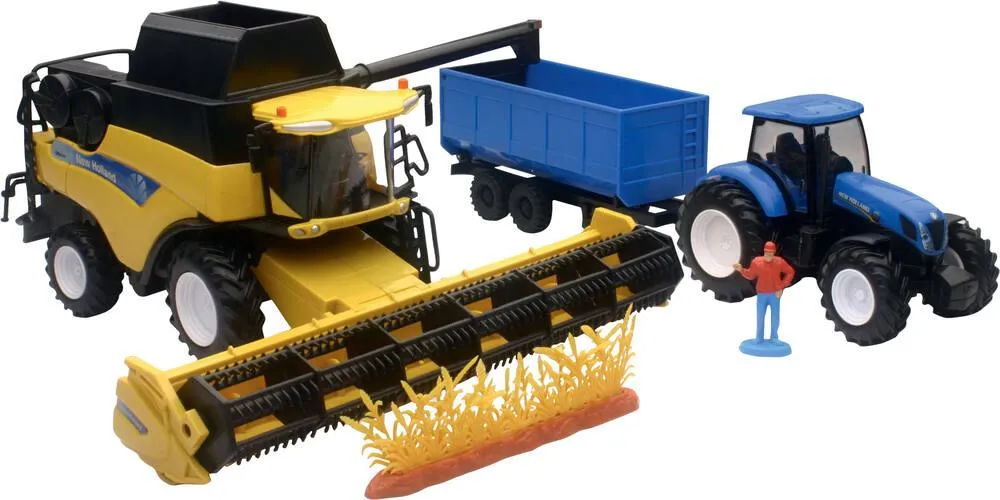 COFFRET NEW HOLLAND MOISSONNEUSE BATTEUSE CR9090 ET TRACTEUR