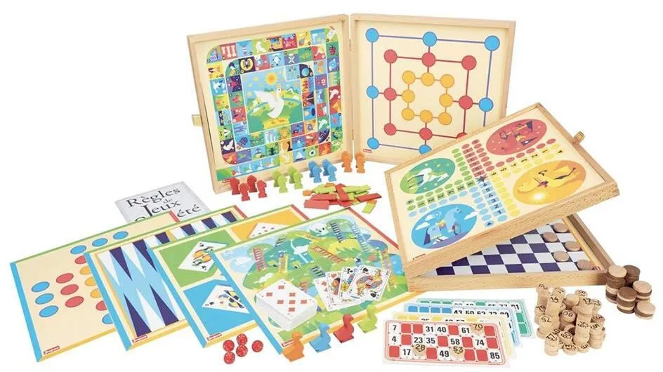COFFRET DE JEUX BOIS - 150 REGLES