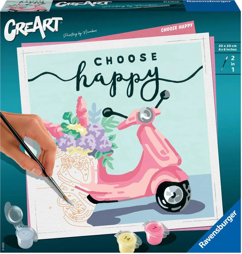 CREART - PEINTURE PAR NUMERO - 20 X 20 CM - CHOOSE HAPPY