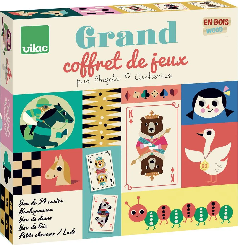 GRAND COFFRET MULTI-JEUX EN BOIS -  INGELA P.ARRHENIUS