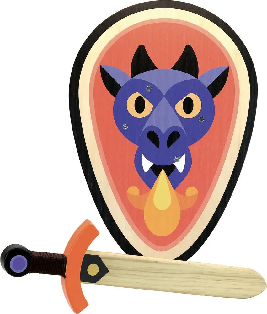 SET BOUCLIER ET ÉPÉE DRAGON EN BOIS