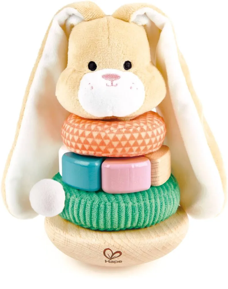 LAPIN A EMPILER EN BOIS ET TISSU