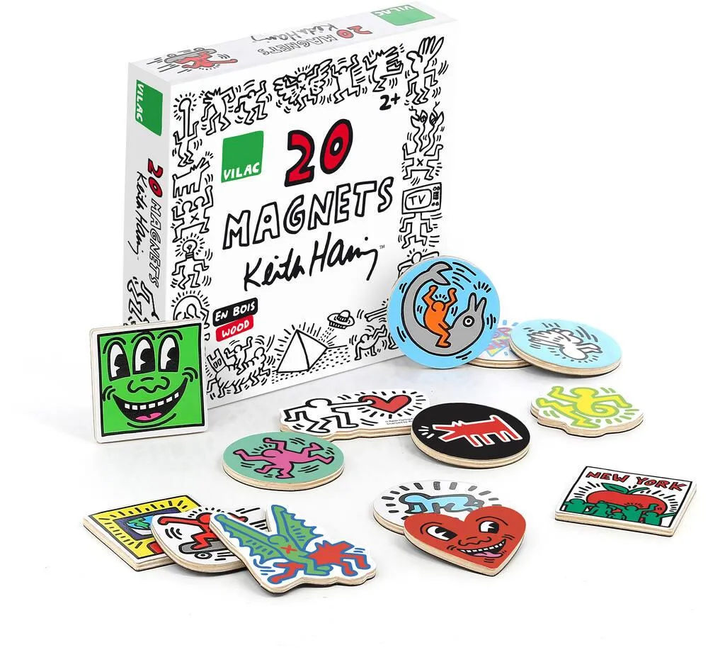 COFFRET DE 20 MAGNETS EN BOIS - KEITH HARING