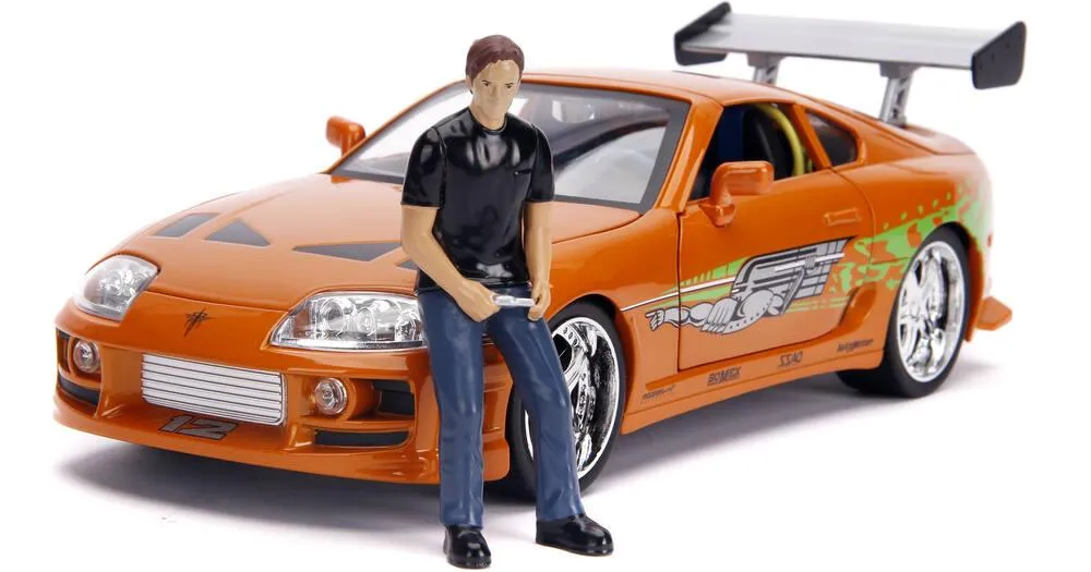 1/18 VOITURE - TOYOTA SUPRA W/BRIAN'S FIGURE ORANGE FF 1995