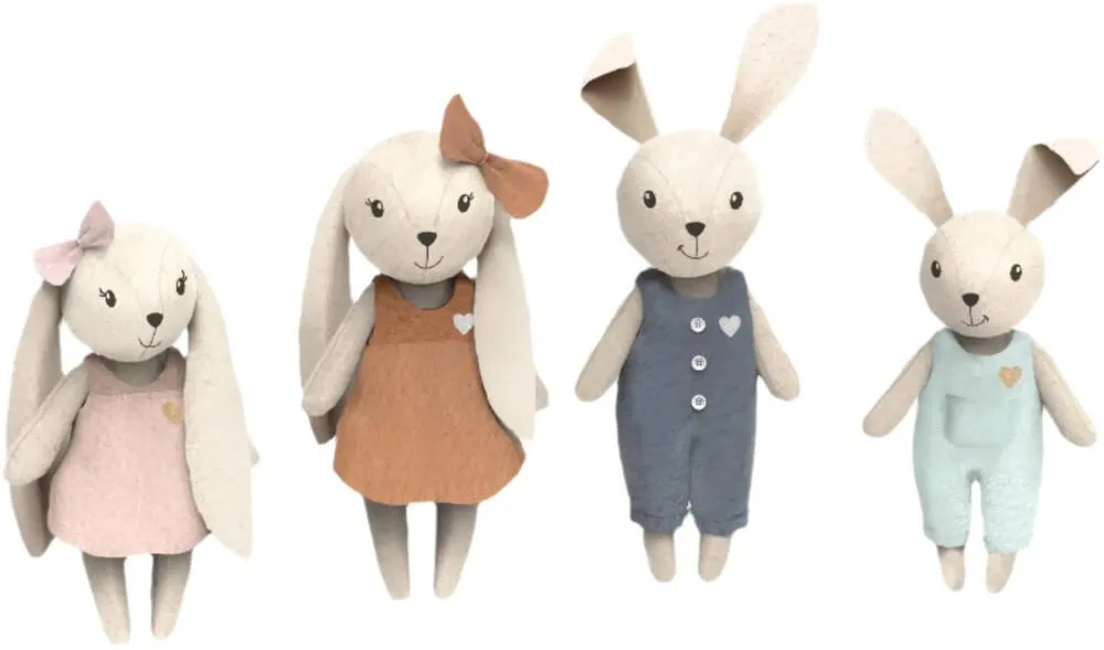 SPEEDY MONKEY  FAMILLE LAPIN 4 PERSONNAGES - H 129CM