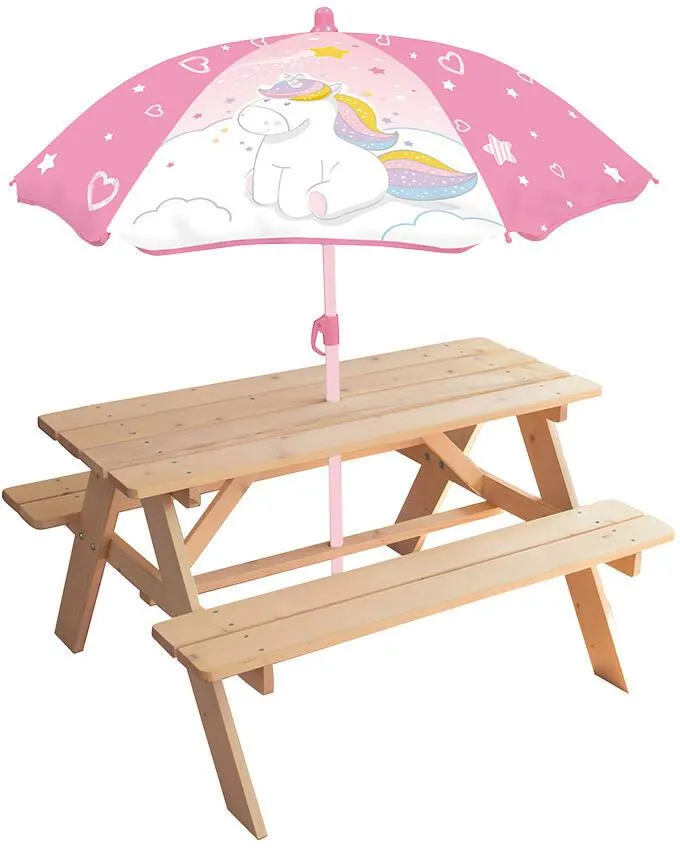 LICORNE TABLE PIQUE-NIQUE EN BOIS AVEC PARASOL
