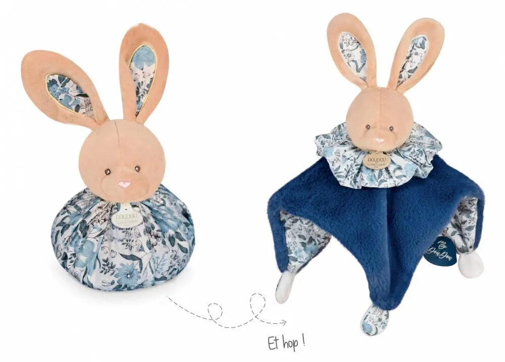 DOUDOU BOULE - LAPIN BLEU 25 cm
