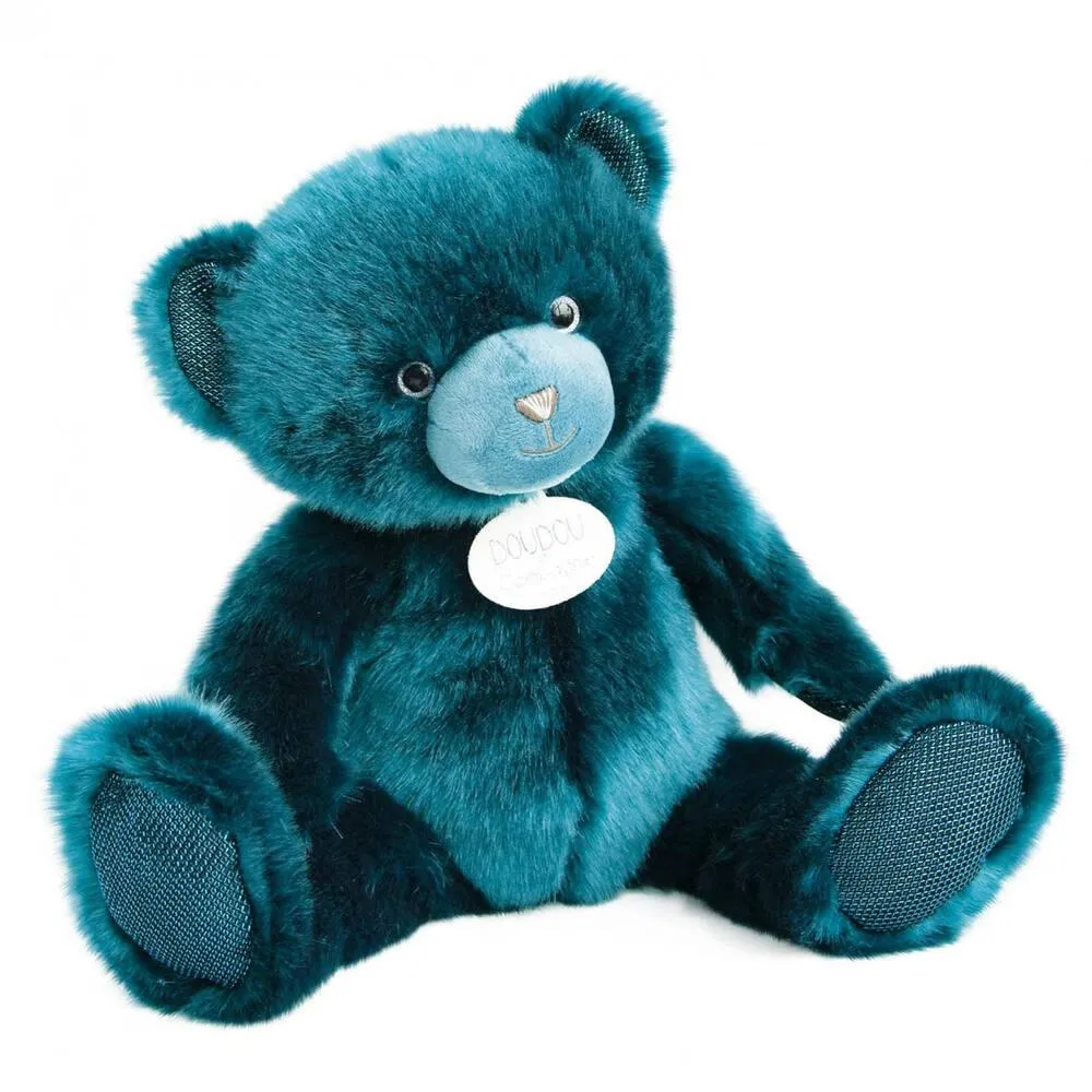 PELUCHE -OURS COLLECTION BLEU PAON 37CM