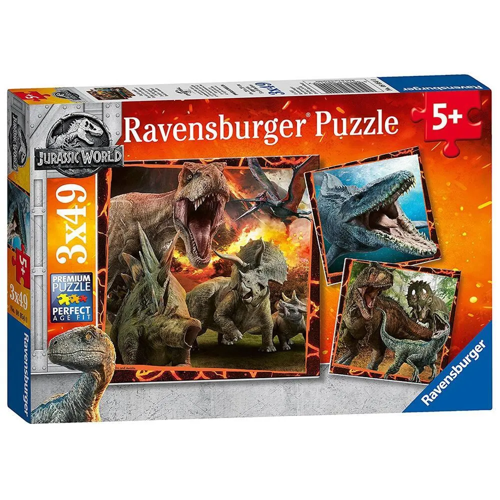 3 PUZZLES DE 49 PIECES INSTINC DE CHASSEUR - JURASSIC WORLD 2
