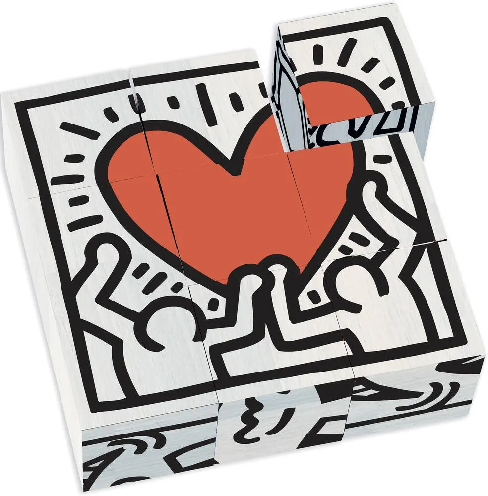 COFFRET DE 9 CUBES EN BOIS - KEITH HARING