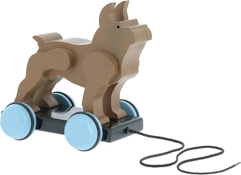 BOSTON TERRIER À TIRER POMPON EN BOIS