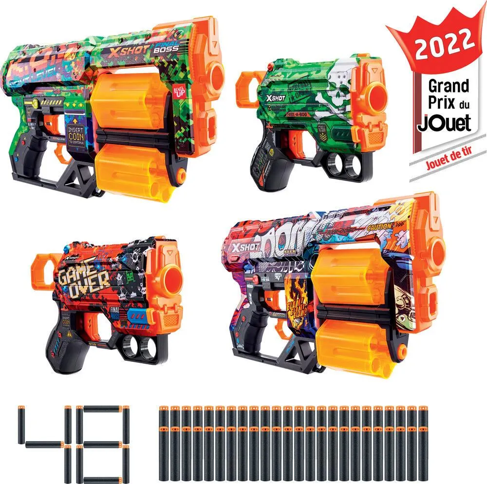 SKINS MIX COMBO PACK  XSHOT 2 PACK DREAD AND 2 PACK MENACE