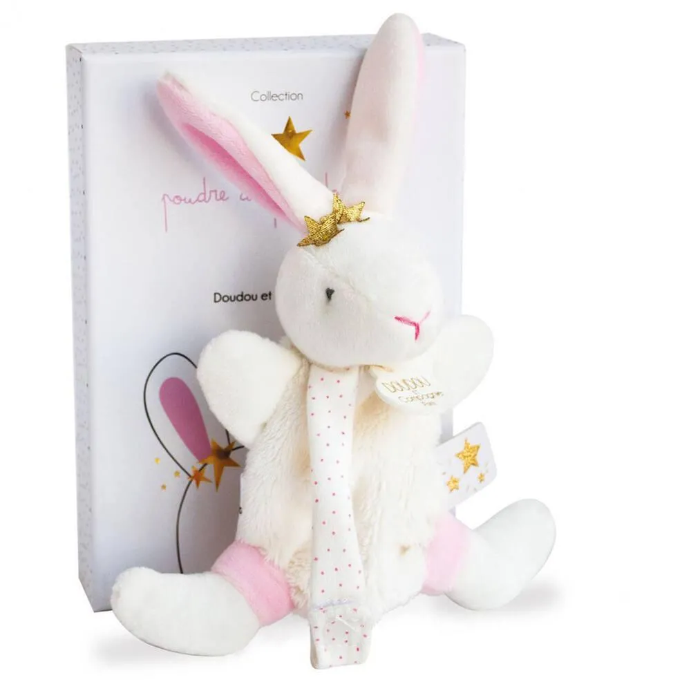 LAPIN FLEURS  - DOUDOU AVEC ATTACHE TÉTINE