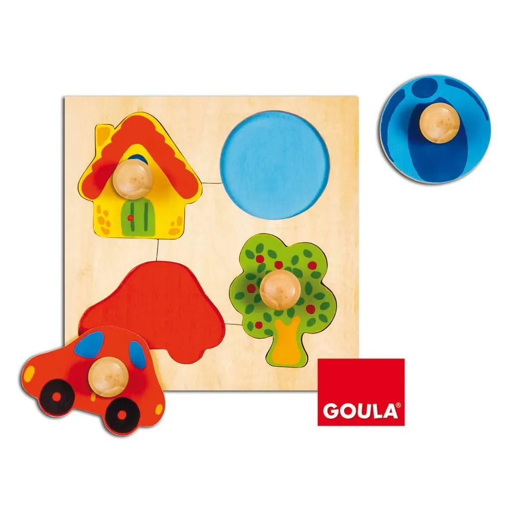 PUZZLE BOIS ENCASTREMENT 4 PIECES COULEURS