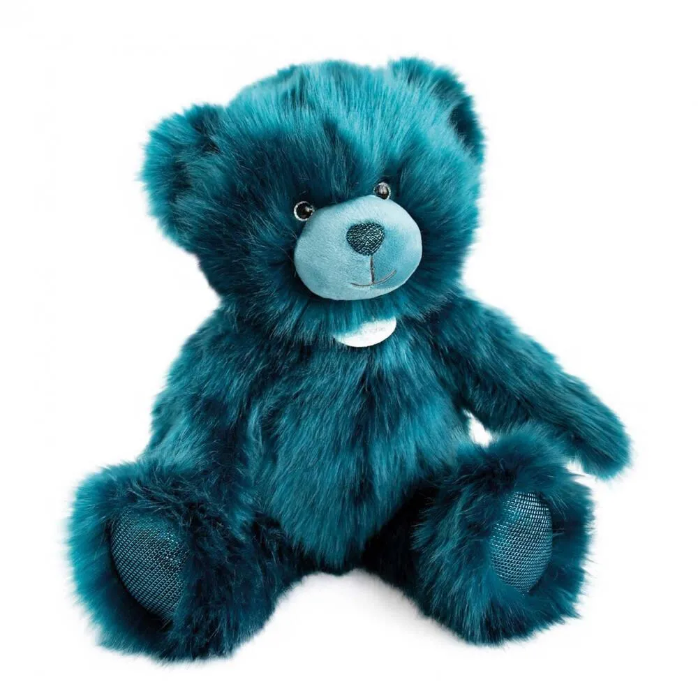 PELUCHE -OURS COLLECTION BLEU PAON  40CM