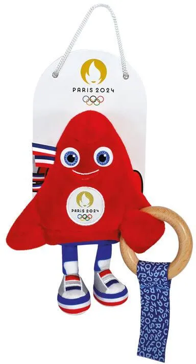 HOCHET AVEC ANNEAU EN BOIS - MASCOTTE JEUX OLYMPIQUES PARIS 2024 - 17 CM